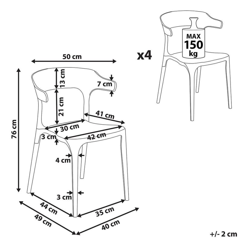 Ruokatuoli Gubbio 4-pakkaus - Vihreä - Puutarhakalusteet - Puutarhatuoli - Karmituoli ulos