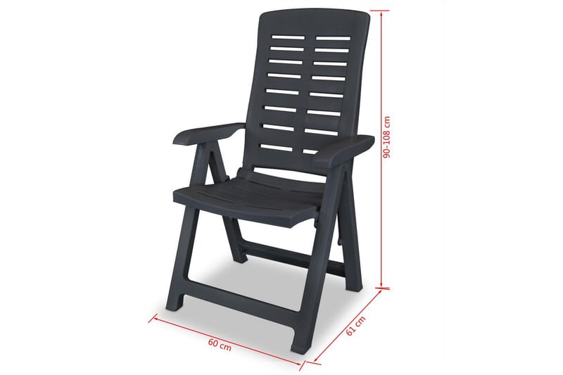 Kallistettava puutarhatuoli 2 kpl muovi Antrasiitti - Antrasiitti - Säätötuoli