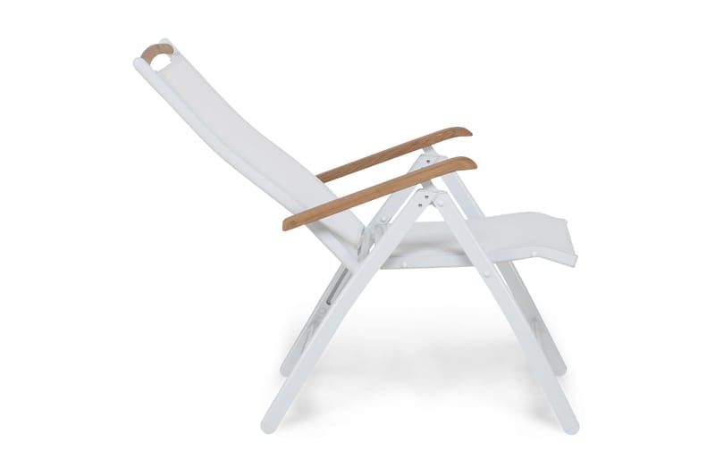 Las Vegas Säätötuoli Ulkokäyttöön - Valkoinen/Tiikki - Puutarhakalusteet - Puutarhatuoli - Säätötuoli