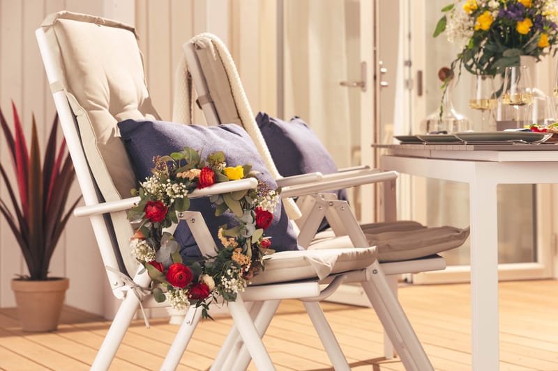 Maggie säädettävä ulkotuoli - Valkoinen/harmaa - Puutarhakalusteet - Puutarhatuoli - Säätötuoli