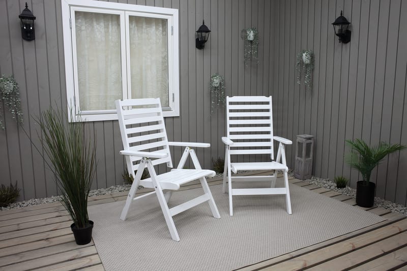 Säätönojatuoli Boarp - Valkoinen - Puutarhakalusteet - Puutarhatuoli - Säätötuoli