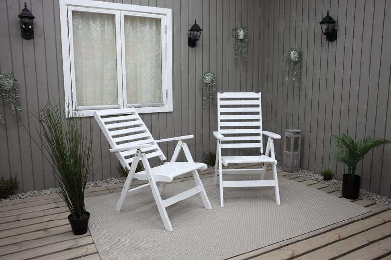 Säätönojatuoli Boarp - Valkoinen - Puutarhakalusteet - Puutarhatuoli - Säätötuoli