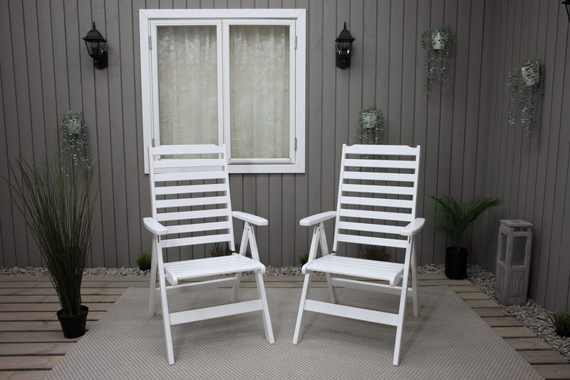 Säätönojatuoli Boarp - Valkoinen - Puutarhakalusteet - Puutarhatuoli - Säätötuoli