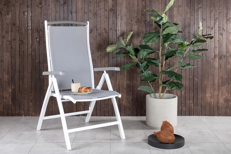 Säätötuoli Albany - Harmaa/Valkoinen - Puutarhakalusteet - Puutarhatuoli - Säätötuoli