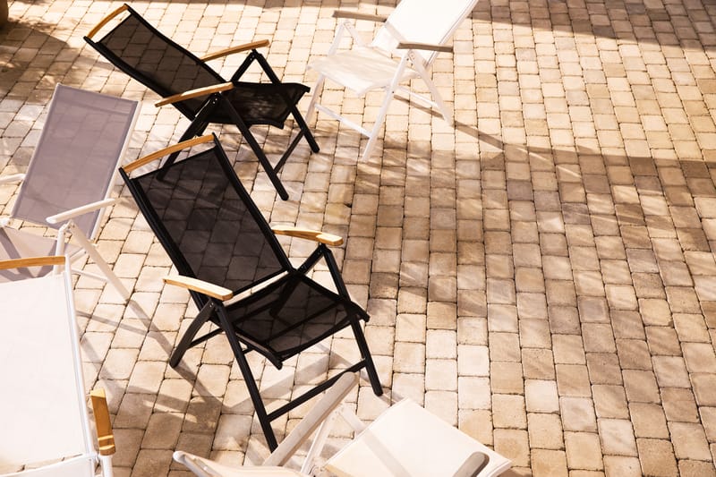 Säätötuoli Las Vegas - Musta/Tiikki - Puutarhakalusteet - Puutarhatuoli - Säätötuoli
