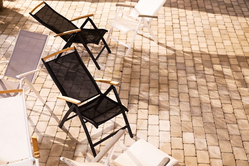 Säätötuoli Las Vegas - Valkoinen/Tiikki - Puutarhakalusteet - Puutarhatuoli - Säätötuoli