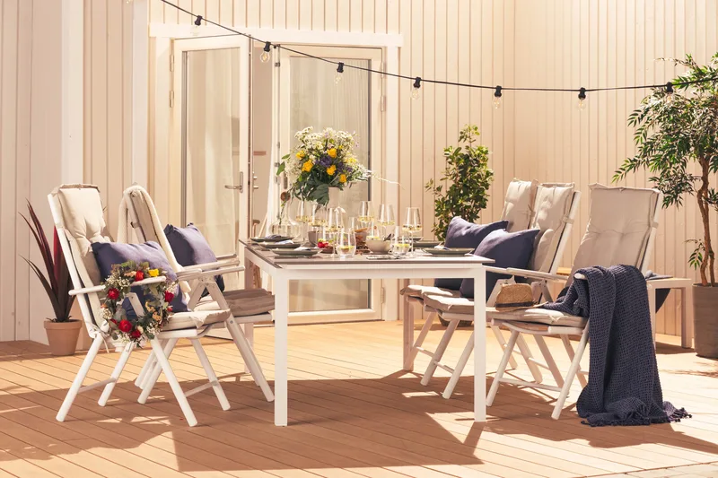 Säätötuoli Maggie - Valkoinen/Harmaa - Puutarhakalusteet - Puutarhatuoli - Säätötuoli