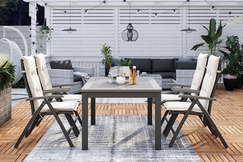 Säätötuoli Monaco - Musta/Harmaa - Puutarhakalusteet - Puutarhatuoli - Säätötuoli