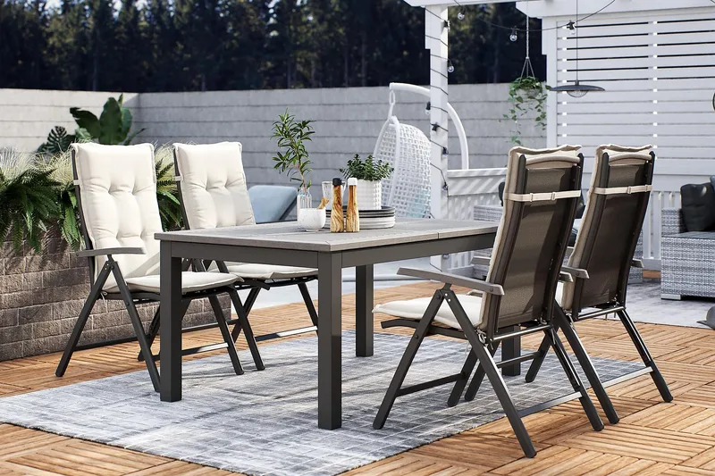 Säätötuoli Monaco - Musta/Harmaa - Puutarhakalusteet - Puutarhatuoli - Säätötuoli