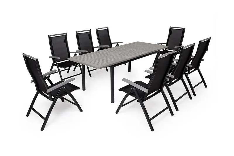 Säätötuoli Monaco - Musta/Harmaa - Puutarhakalusteet - Puutarhatuoli - Säätötuoli