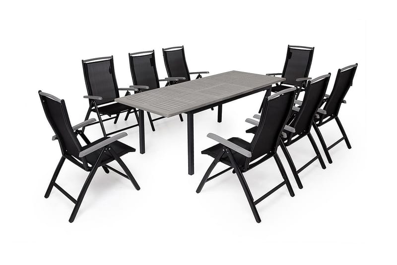 Säätötuoli Monaco - Musta/Harmaa - Puutarhakalusteet - Puutarhatuoli - Säätötuoli