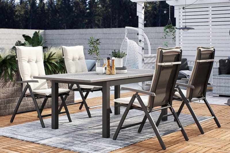 Säätötuoli Monaco - Musta/Harmaa - Puutarhakalusteet - Puutarhatuoli - Säätötuoli