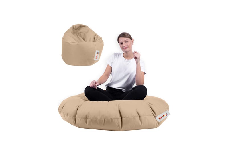 Säkkituoli Tasmina 65 cm Ulkokäyttöön - Beige - Puutarhakalusteet - Puutarhatuoli - Säkkituoli ulos