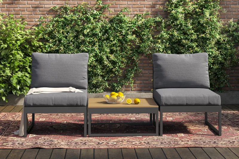 Samira Loungeset tuoli - Harmaa - Puutarhakalusteet - Parveke - Parvekekalusteet - Parvekesetti