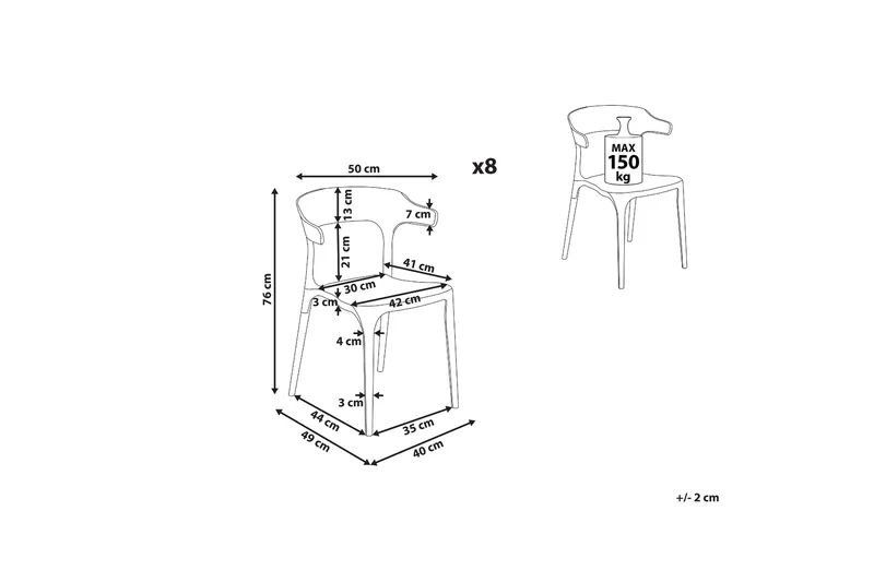 Squinzano Käsinojatuoli - Valkoinen - Puutarhakalusteet - Puutarhatuoli - Karmituoli ulos