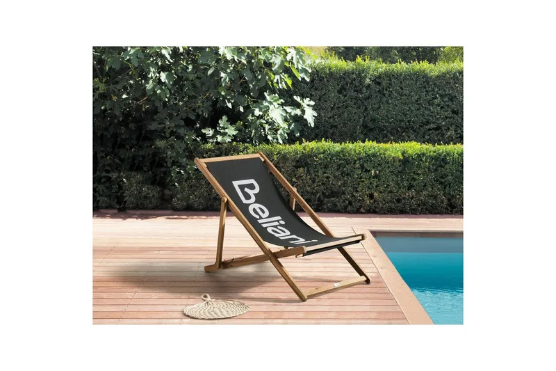 Taitettava kansituoli Anzio - Musta, vaalea puu - Puutarhakalusteet - Puutarhatuoli - Aurinkotuoli