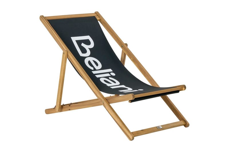 Taitettava kansituoli Anzio - Musta, vaalea puu - Puutarhakalusteet - Puutarhatuoli - Aurinkotuoli