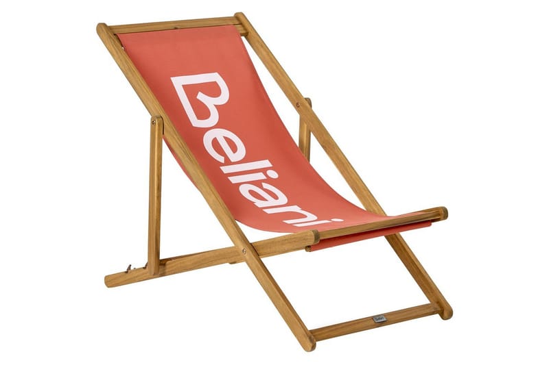 Taitettava kansituoli Anzio - Punainen, vaalea puu - Puutarhakalusteet - Puutarhatuoli - Aurinkotuoli