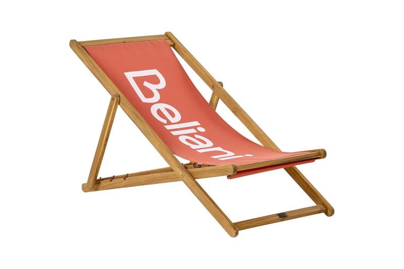 Taitettava kansituoli Anzio - Punainen, vaalea puu - Puutarhakalusteet - Puutarhatuoli - Aurinkotuoli