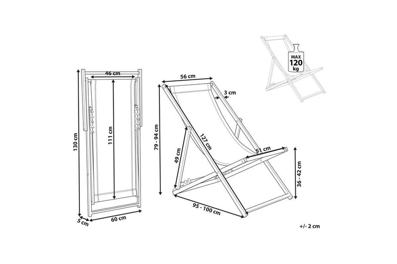 Taittuva lepotuoli Locri II - Beige, musta - Puutarhakalusteet - Puutarhatuoli - Aurinkotuoli