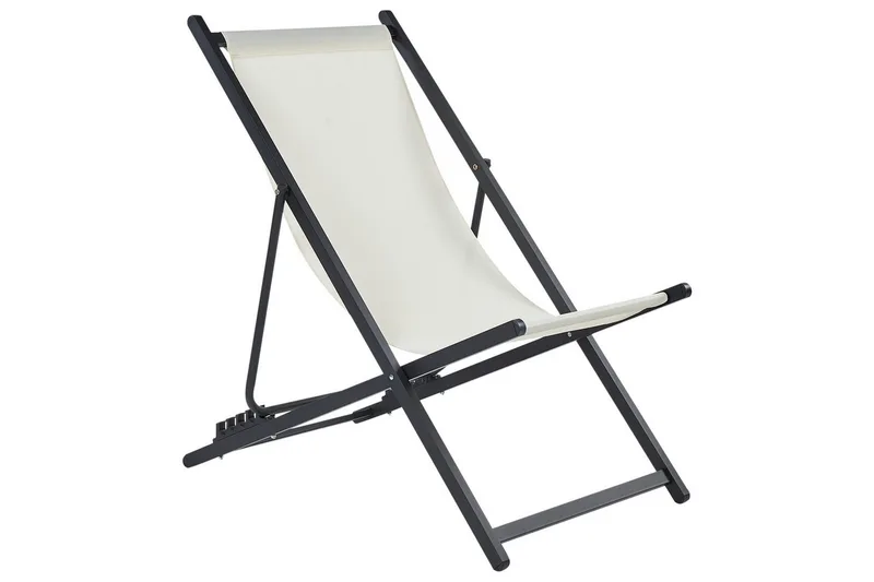 Taittuva lepotuoli Locri II - Beige, musta - Puutarhakalusteet - Puutarhatuoli - Aurinkotuoli