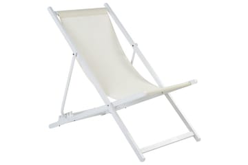 Taittuva lepotuoli Locri II - Beige, valkoinen - Puutarhakalusteet - Puutarhatuoli - Aurinkotuoli