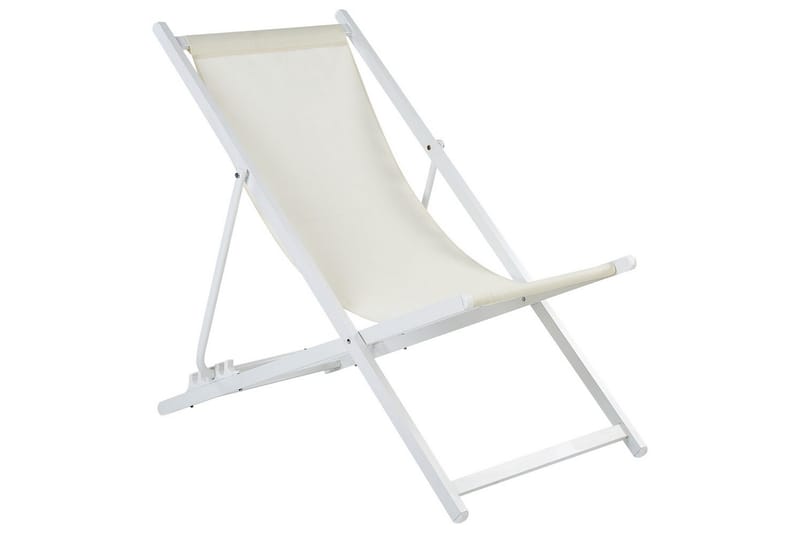 Taittuva lepotuoli Locri II - Beige, valkoinen - Puutarhakalusteet - Puutarhatuoli - Aurinkotuoli