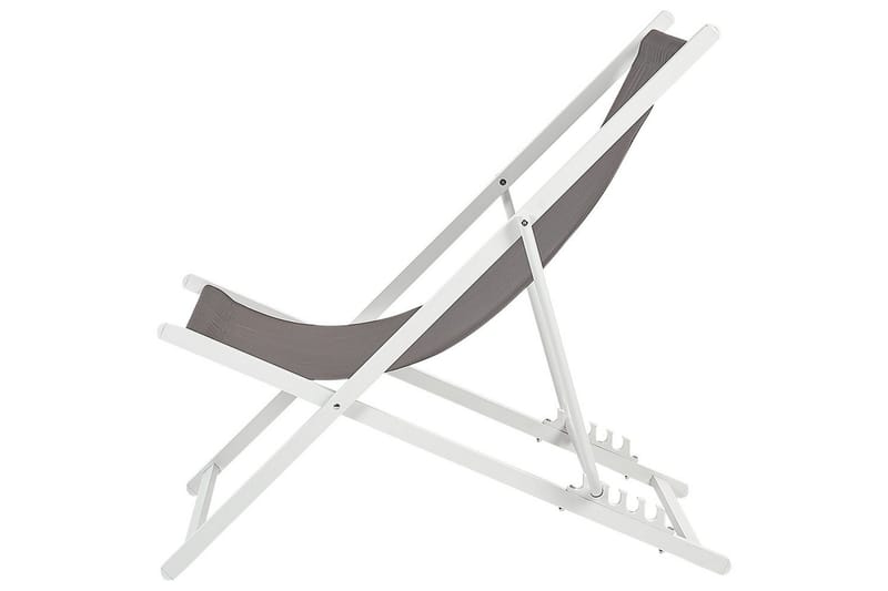 Taittuva lepotuoli Locri II - Harmaa, valkoinen - Puutarhakalusteet - Puutarhatuoli - Aurinkotuoli