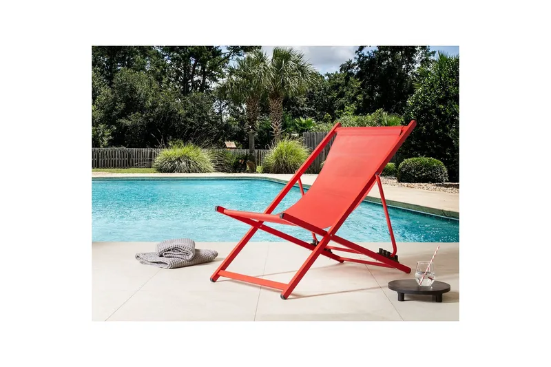 Taittuva lepotuoli Locri II - Punainen - Puutarhakalusteet - Puutarhatuoli - Aurinkotuoli