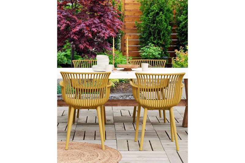 Taurisano Käsinojatuoli - Keltainen - Puutarhakalusteet - Puutarhatuoli - Karmituoli ulos