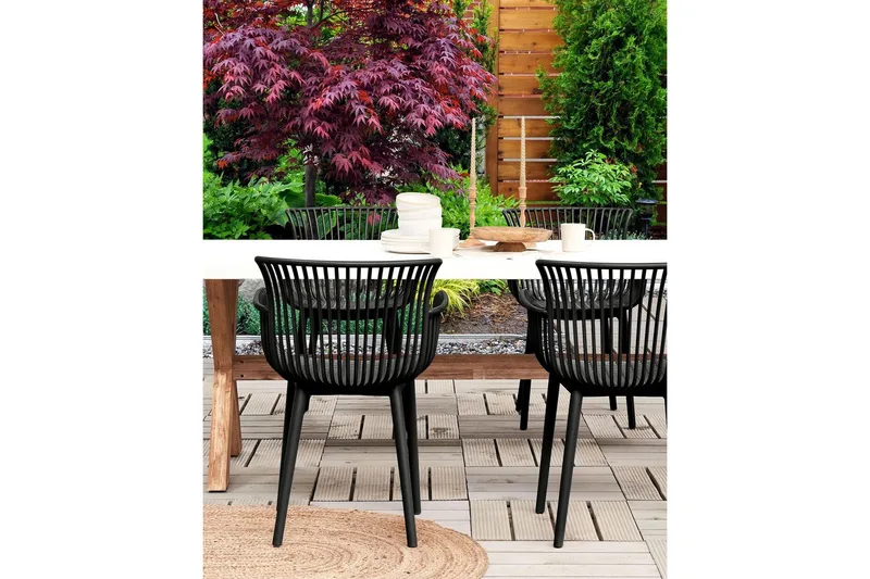 Taurisano Käsinojatuoli - Musta - Puutarhakalusteet - Puutarhatuoli - Karmituoli ulos