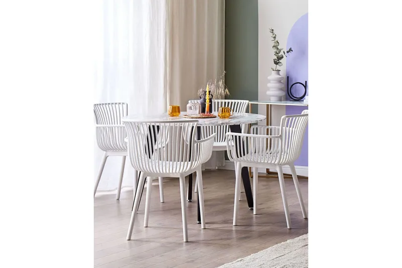 Taurisano Käsinojatuoli - Valkoinen - Puutarhakalusteet - Puutarhatuoli - Karmituoli ulos