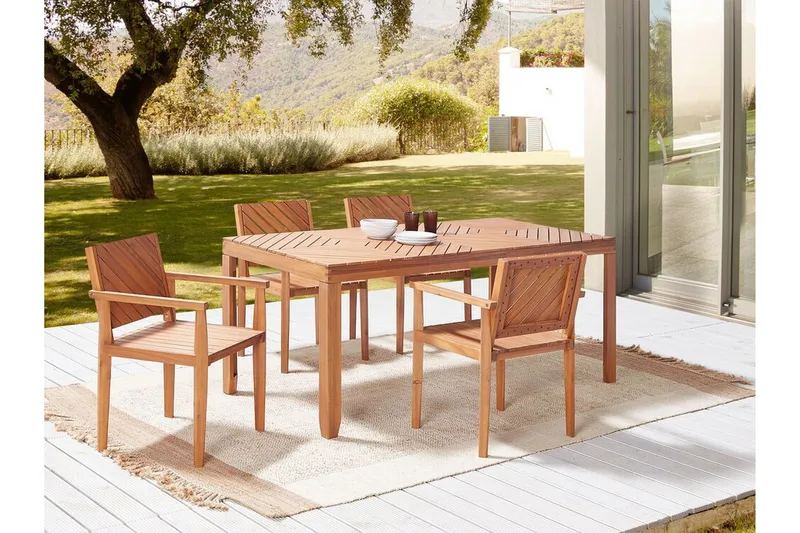 Taviano Käsinojatuoli - Vaalean Ruskea - Puutarhakalusteet - Puutarhatuoli - Karmituoli ulos