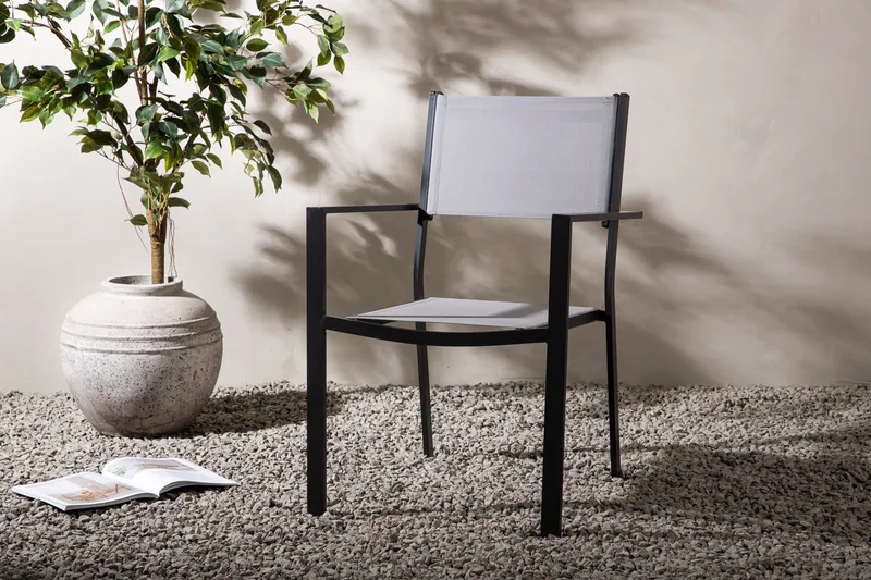 Käsinojallinen tuoli Copacabana Pinottava - Musta/Harmaa - Puutarhakalusteet - Puutarhatuoli - Ulkotilan ruokatuoli