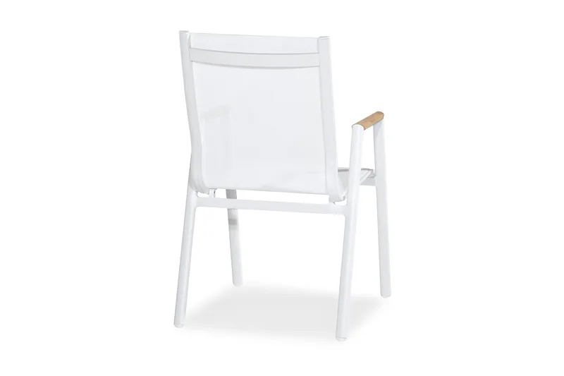 Karmituoli Las Vegas - Valkoinen/Tiikki - Puutarhakalusteet - Puutarhatuoli - Ulkotilan ruokatuoli