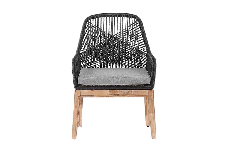 Puutarhatuoli 2 kpl Harmaa OLBIA - Musta - Puutarhakalusteet - Puutarhatuoli - Ulkotilan ruokatuoli