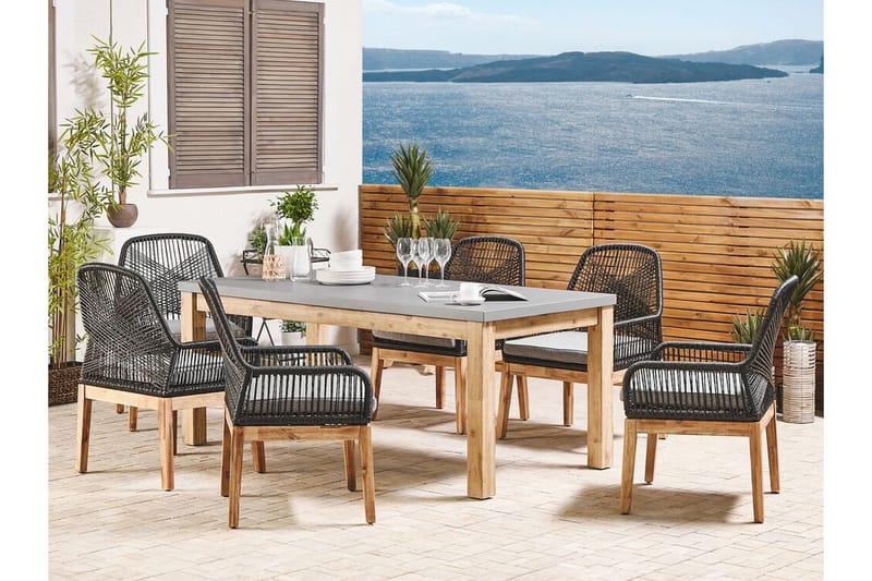 Puutarhatuoli 2 kpl Harmaa OLBIA - Musta - Puutarhakalusteet - Puutarhatuoli - Ulkotilan ruokatuoli