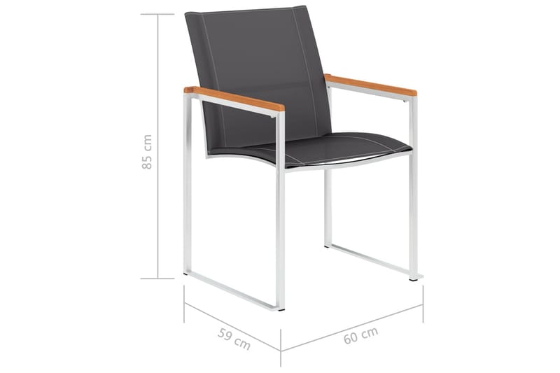 Puutarhatuolit 2 kpl textilene ja ruostumaton teräs harmaa - Karmituoli ulos - Parveketuoli & taittotuoli ulos - Ulkotilan ruokatuoli