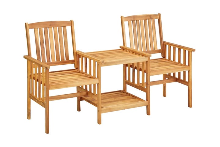 Puutarhatuolit teepöydällä 159x61x92 cm täysi akaasiapuu - Ruskea - Karmituoli ulos - Parveketuoli & taittotuoli ulos - Ulkotilan ruokatuoli