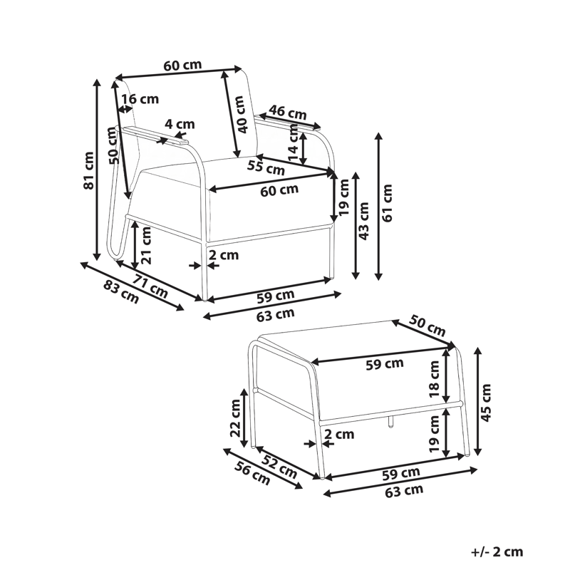 Tuoli ulos Nimis jalkarahilla - Beige - Puutarhakalusteet - Puutarhatuoli - Ulkotilan nojatuolit