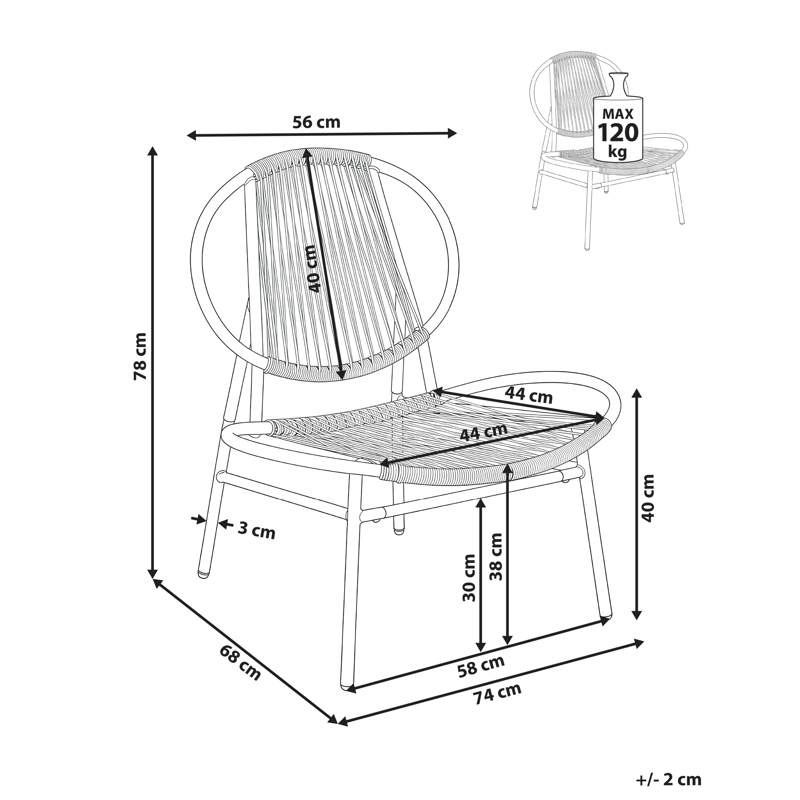 Tuoli ulos Ovaro polyrottinki - Beige - Puutarhakalusteet - Puutarhatuoli - Karmituoli ulos