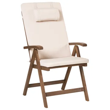 Tuoli ulos pehmuste Amantea Premium akaasiapuu - Ruskea/Vaalea beige - Puutarhakalusteet - Puutarhatuoli - Säätötuoli