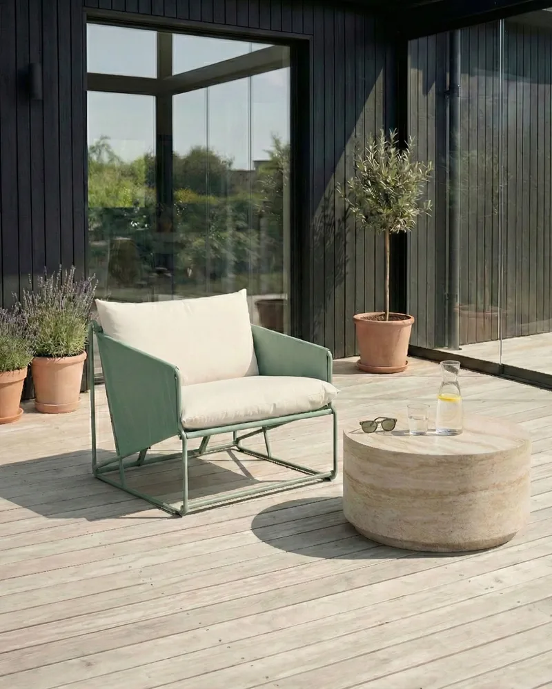 Tuoli ulos pehmusteella Ponte - Vihreä/Beige - Puutarhakalusteet - Puutarhatuoli - Ulkotilan nojatuolit