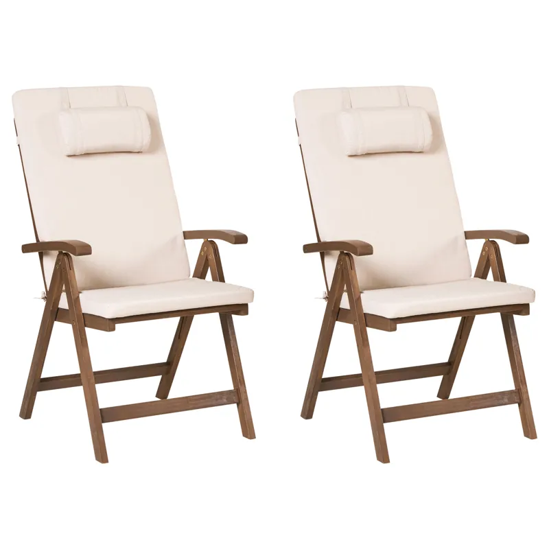 Tuoli ulos pehmuste Amantea Premium akaasiapuu, Ruskea/Vaalea beige