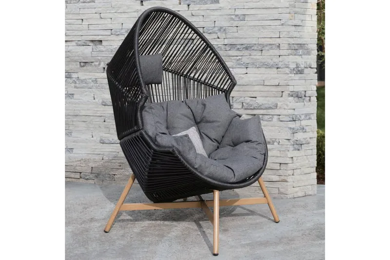 Lepotuoli Helsinki Musta - Puutarhakalusteet - Puutarhatuoli - Ulkotilan nojatuolit