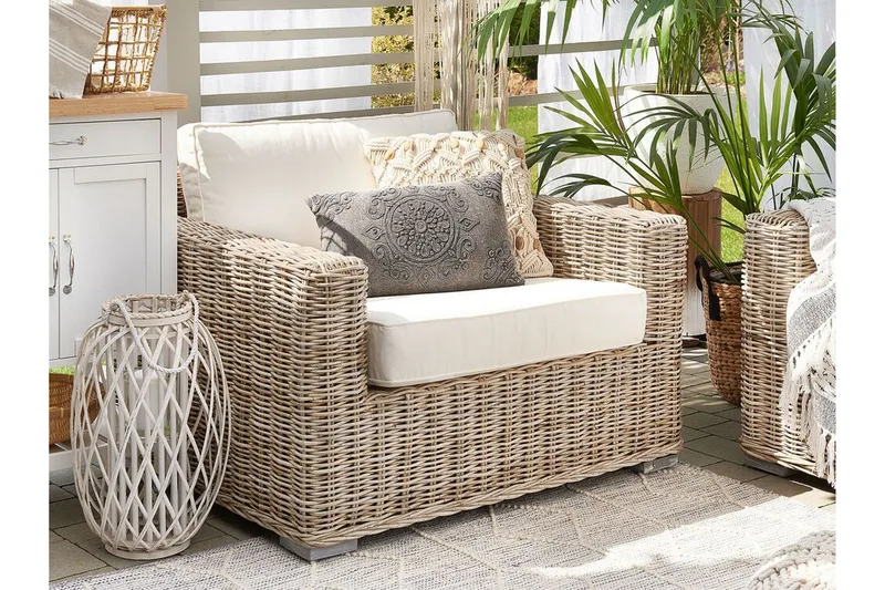 Nojatuoli Apriliana - Polyrottinki/Vaaleanruskea - Puutarhakalusteet - Puutarhatuoli - Ulkotilan nojatuolit