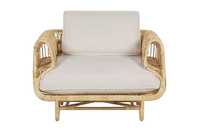 Nojatuoli Dolcedo - Rottinki/Beige - Puutarhakalusteet - Puutarhatuoli - Ulkotilan nojatuolit