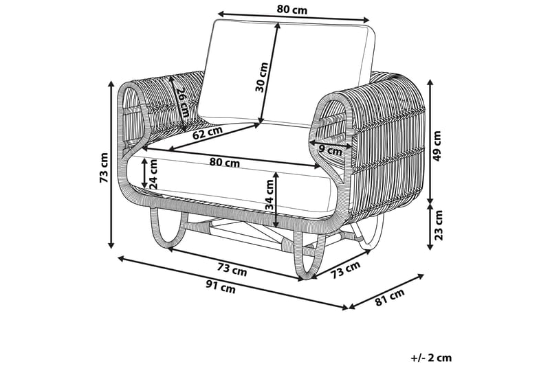 Nojatuoli Dolcedo - Rottinki/Beige - Puutarhakalusteet - Puutarhatuoli - Ulkotilan nojatuolit