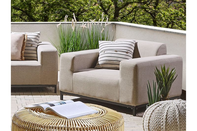 Nojatuoli Hughen 2-pak - Beige / Musta - Puutarhakalusteet - Puutarhatuoli - Ulkotilan nojatuolit