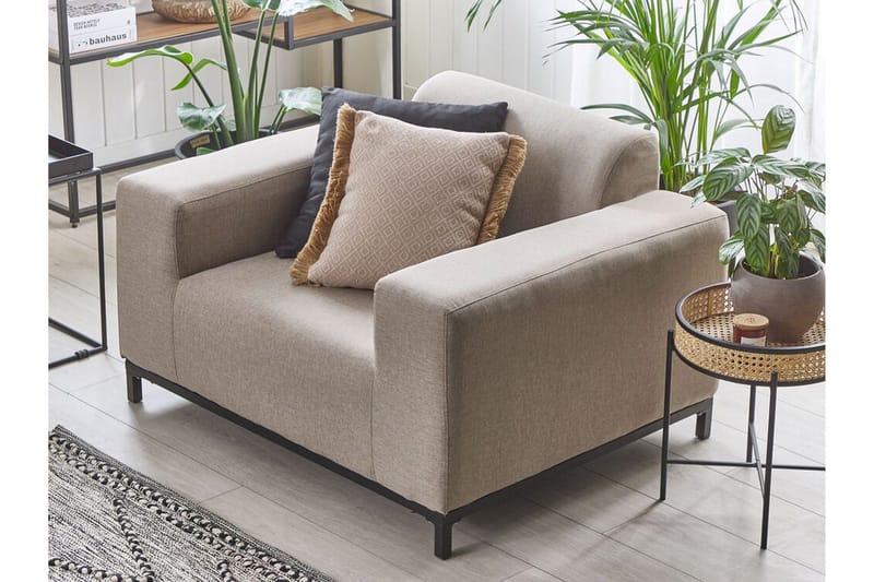 Nojatuoli Hughen 2-pak - Beige / Musta - Puutarhakalusteet - Puutarhatuoli - Ulkotilan nojatuolit